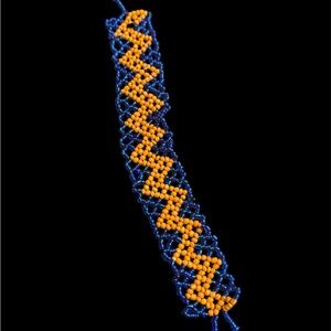 Handmade Beaded Bracelet in Blue and Orange